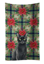 Load image into Gallery viewer, Solid Black Cat with Poinsettias Kitchen Towel