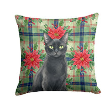 Load image into Gallery viewer, Solid Black Cat with Poinsettias Throw Pillow