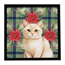 Load image into Gallery viewer, Solid Cream Cat with Poinsettias Framed Metal Print