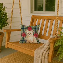 Load image into Gallery viewer, Solid Cream Cat with Poinsettias Throw Pillow