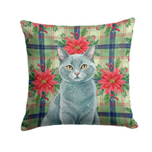 Load image into Gallery viewer, Solid Gray Cat with Poinsettias Throw Pillow