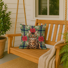 Load image into Gallery viewer, Spotted Tabby Brown Cat with Poinsettias Throw Pillow