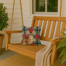 Load image into Gallery viewer, Ticked Tabby Brown Cat with Poinsettias Throw Pillow