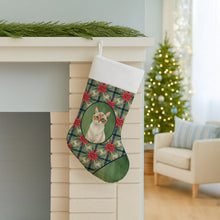 Load image into Gallery viewer, Tortie Point  Cat with Poinsettias Holiday Stocking