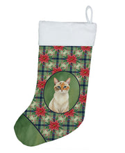Load image into Gallery viewer, Tortie Point  Cat with Poinsettias Holiday Stocking