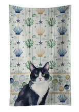 Load image into Gallery viewer, Black and White Tuxedo Cat Coastal Sea Glass Kitchen Towel