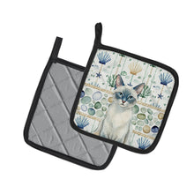 Load image into Gallery viewer, Blue Point Cat Coastal Sea Glass Pair of Pot Holders