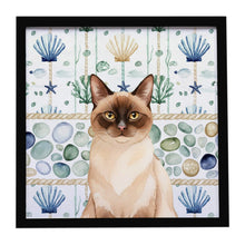 Load image into Gallery viewer, Chocolate Point Cat Coastal Sea Glass Framed Metal Print