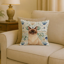 Load image into Gallery viewer, Chocolate Point Cat Coastal Sea Glass Throw Pillow