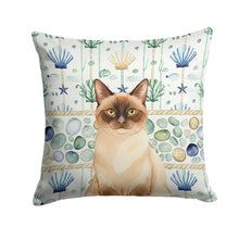 Load image into Gallery viewer, Chocolate Point Cat Coastal Sea Glass Throw Pillow