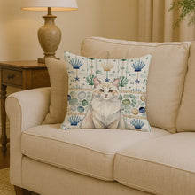 Load image into Gallery viewer, Cream and White Cat Coastal Sea Glass Throw Pillow