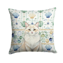 Load image into Gallery viewer, Cream and White Cat Coastal Sea Glass Throw Pillow