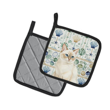Load image into Gallery viewer, Cream Point Cat Coastal Sea Glass Pair of Pot Holders