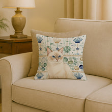 Load image into Gallery viewer, Cream Point Cat Coastal Sea Glass Throw Pillow