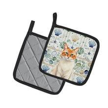 Load image into Gallery viewer, Flame Point Cat Coastal Sea Glass Pair of Pot Holders