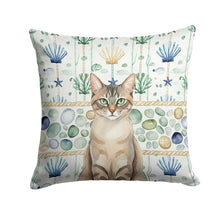 Load image into Gallery viewer, Lynx Point Tabby Cat Coastal Sea Glass Throw Pillow
