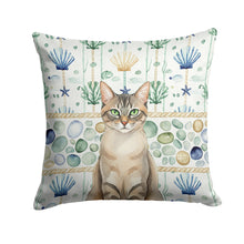 Load image into Gallery viewer, Lynx Point Tabby Cat Coastal Sea Glass Throw Pillow