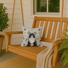 Load image into Gallery viewer, MaineCoon Black and White Cat Coastal Sea Glass Throw Pillow