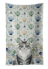 Load image into Gallery viewer, Norwegian Forest Cat Gray and White Cat Coastal Sea Glass Kitchen Towel
