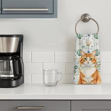 Load image into Gallery viewer, Orange and White Cat Coastal Sea Glass Kitchen Towel