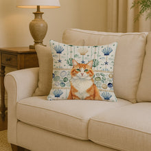 Load image into Gallery viewer, Orange and White Cat Coastal Sea Glass Throw Pillow