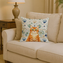 Load image into Gallery viewer, Orange Classic Tabby Cat Coastal Sea Glass Throw Pillow