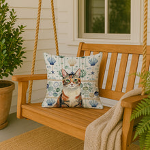 Load image into Gallery viewer, Patched Tabby Cat Coastal Sea Glass Throw Pillow