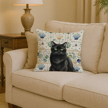 Load image into Gallery viewer, Persian Black Cat Coastal Sea Glass Throw Pillow