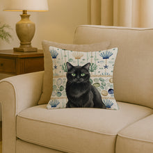 Load image into Gallery viewer, Persian Black Cat Coastal Sea Glass Throw Pillow