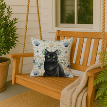 Load image into Gallery viewer, Persian Black Cat Coastal Sea Glass Throw Pillow