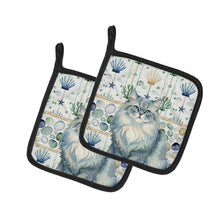 Load image into Gallery viewer, Persian Blue Cat Coastal Sea Glass Pair of Pot Holders