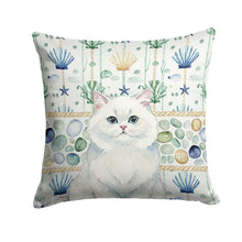 Load image into Gallery viewer, Persian White Cat Coastal Sea Glass Throw Pillow
