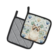 Load image into Gallery viewer, Ragdoll Bicolor Cat Coastal Sea Glass Pair of Pot Holders