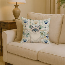 Load image into Gallery viewer, Ragdoll Blue Point Cat Coastal Sea Glass Throw Pillow