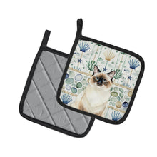 Load image into Gallery viewer, Ragdoll Seal Point Cat Coastal Sea Glass Pair of Pot Holders