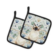 Load image into Gallery viewer, Ragdoll Seal Point Cat Coastal Sea Glass Pair of Pot Holders