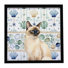 Load image into Gallery viewer, Seal Point Cat Coastal Sea Glass Framed Metal Print
