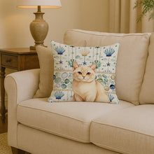 Load image into Gallery viewer, Solid Cream Cat Coastal Sea Glass Throw Pillow