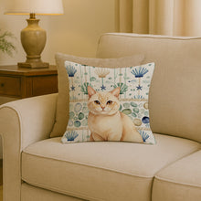 Load image into Gallery viewer, Solid Cream Cat Coastal Sea Glass Throw Pillow