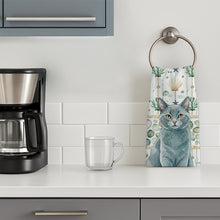 Load image into Gallery viewer, Solid Gray Cat Coastal Sea Glass Kitchen Towel