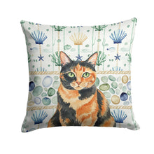 Load image into Gallery viewer, Tortoiseshell Cat Coastal Sea Glass Throw Pillow