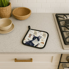 Load image into Gallery viewer, Black and White Tuxedo Cat Coffee Time Pair of Pot Holders