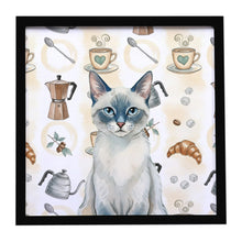 Load image into Gallery viewer, Blue Point Cat Coffee Time Framed Metal Print
