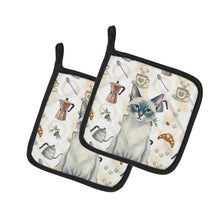 Load image into Gallery viewer, Blue Point Cat Coffee Time Pair of Pot Holders