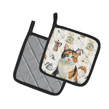 Load image into Gallery viewer, Calico Cat Coffee Time Pair of Pot Holders