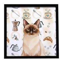 Load image into Gallery viewer, Chocolate Point Cat Coffee Time Framed Metal Print