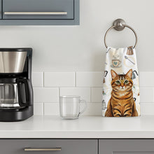 Load image into Gallery viewer, Classic Tabby Brown Cat Coffee Time Kitchen Towel