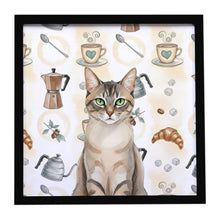 Load image into Gallery viewer, Lynx Point Tabby Cat Coffee Time Framed Metal Print