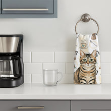 Load image into Gallery viewer, Mackerel Tabby Brown Cat Coffee Time Kitchen Towel