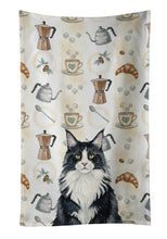 Load image into Gallery viewer, MaineCoon Black and White Cat Coffee Time Kitchen Towel